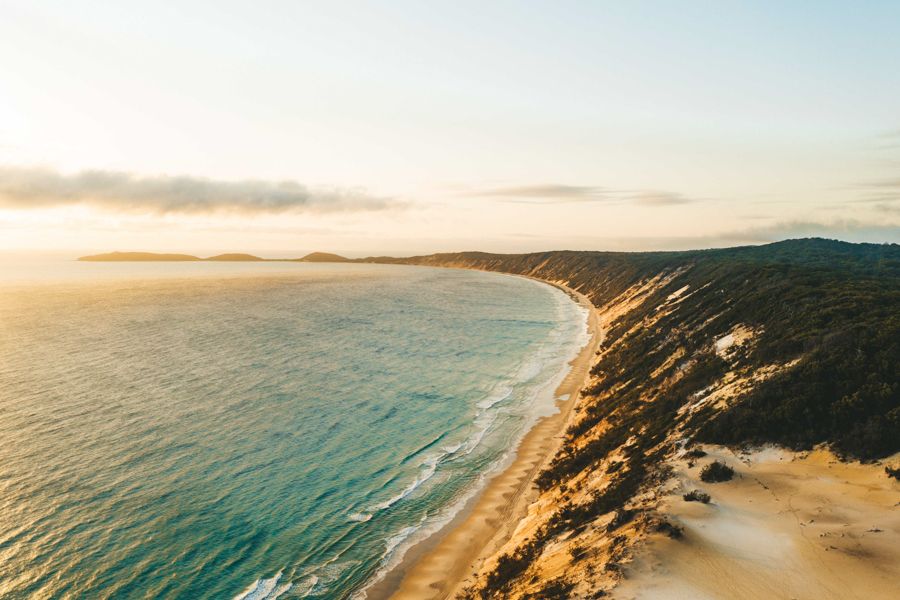 Rainbow Beach and Carlo Sand Blow from above.