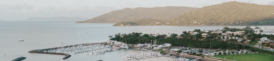 coral sea marina in airlie beach early morning
