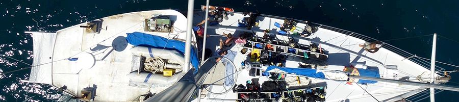 aerial view of rum runner sailing vessel cairns