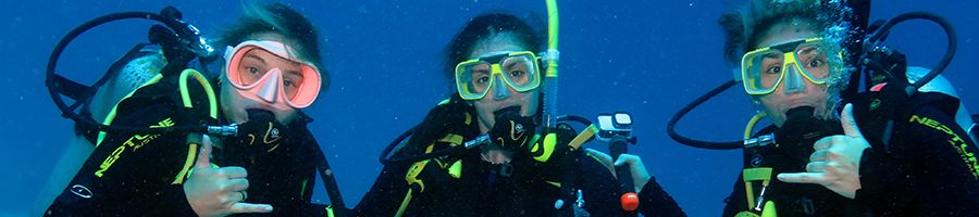 scuba divers posing for camera in great barrier reef