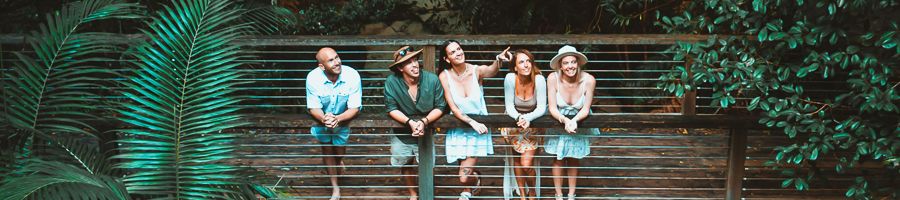 group of travellers on a rainforest balcony kgari
