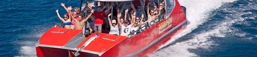 Thundercat people riding on Thundercat speedboat