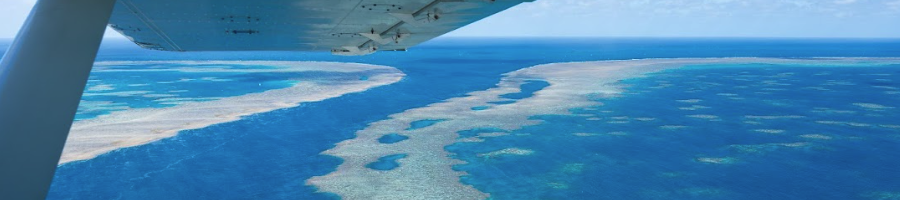 Great Barrier Reef from above! Looking out the plane window over the Great Barrier Reef