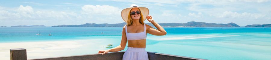 A woman at Hill Inlet Lookout 