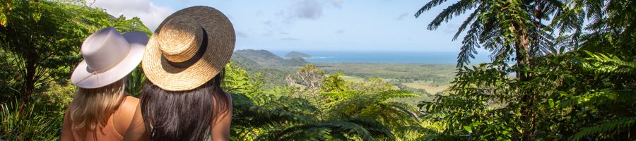 Two women standing at Alexandra lookout 