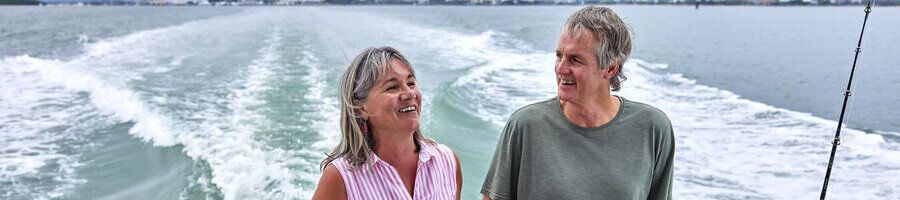 A couple enjoying the views on board Blue Whaler in the Great Barrier Reef