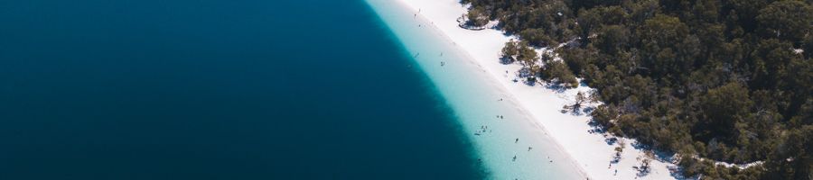 Lake Mackenzie from above with blue and aqua waters