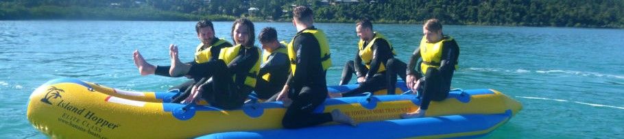 People having fun aboard Banana Boat