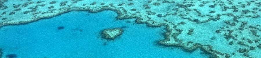 Aerial shot of Heart Reef on Great Barrier Reef