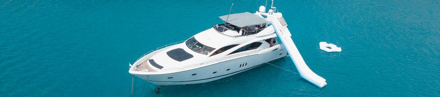 aerial view of alani yacht with waterslide