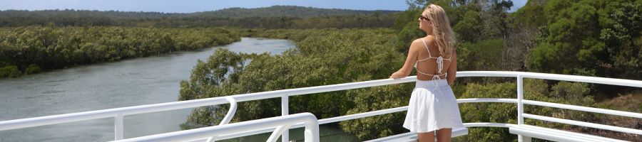 girl riding the kgari river heads ferry from hervey bay