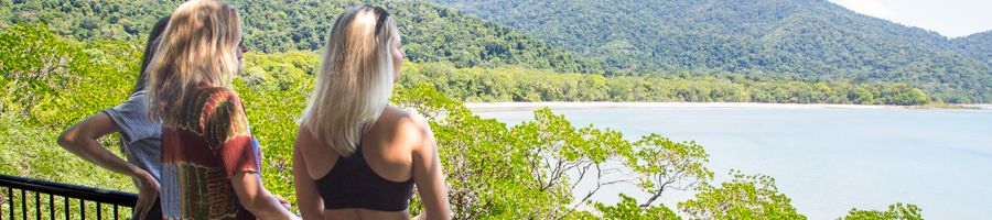 3 women standing at Cape Tribulation beach lookout