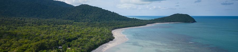 Cape Tribulation landscape where forest and sea meet