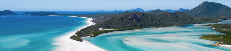 A drone shot of Hill Inlet Lookout 