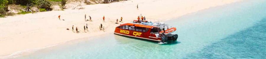 Wildcat Red boat in the ocean