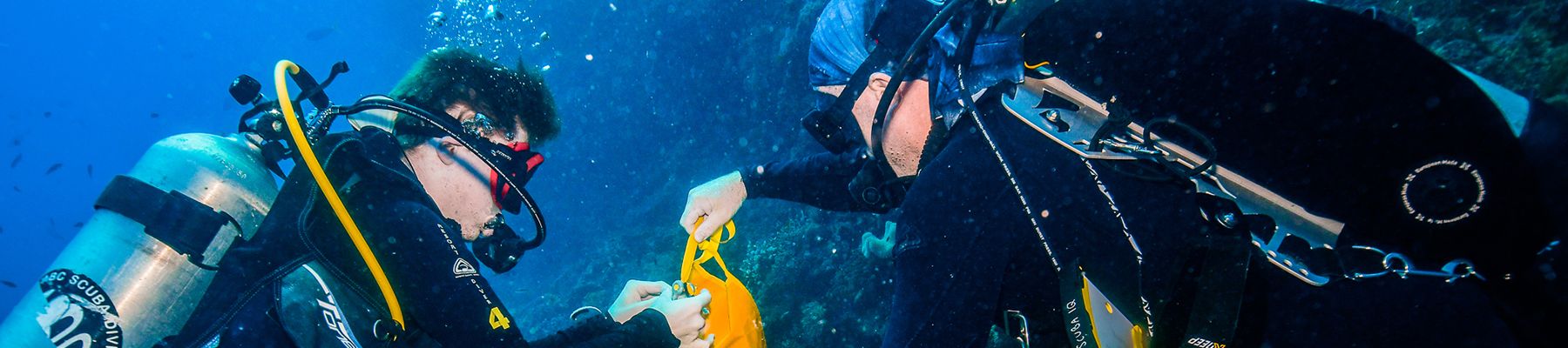 Scuba diving people in the ocean