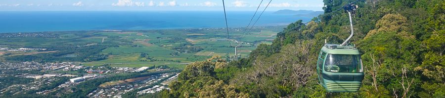 Cable Car with the forest and ocean views 