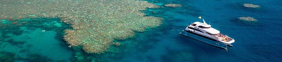 aerial view of boat and reef
