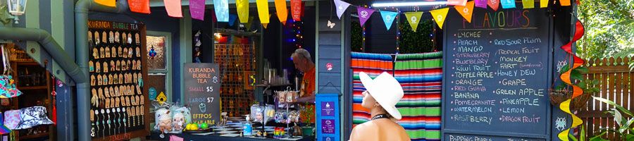 Girl exploring markets at Kuranda