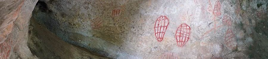 Ngaro aboriginal paintings on the wall at Nara Inlet Ngaro aboriginal paintings on the wall at Nara Inlet