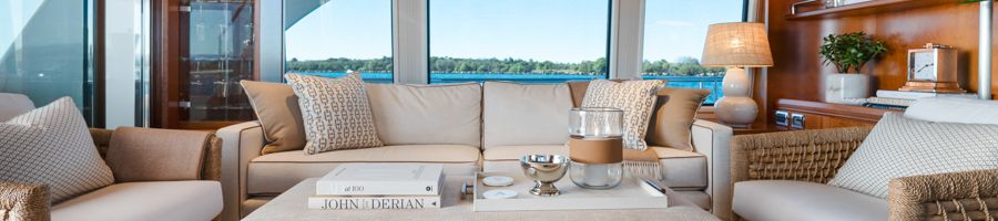 Aurora Superyacht The inside of a superyacht lounging area