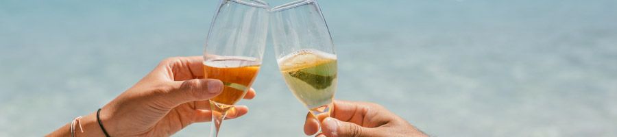 two people clinking glasses of champagne
