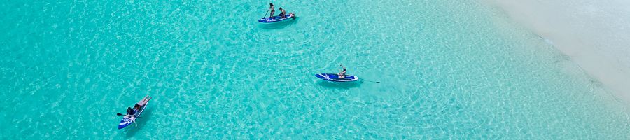 Whitsunday SUPs SUPs in the blue ocean at Whitehaven Beach
