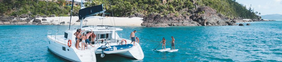 catamaran in the whitsundays whitehaven beach