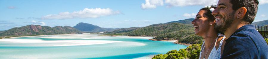 couple smiling at Hill Inlet Lookout Whitsundays