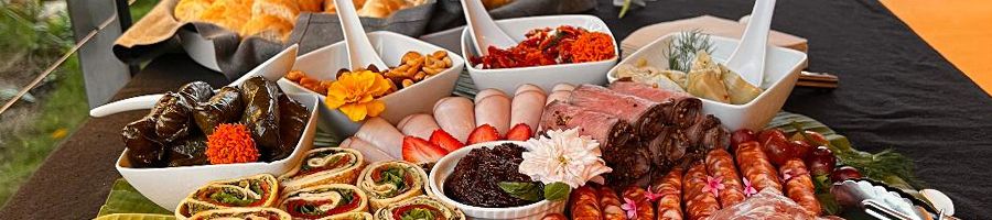 Close up image of a colorful food platter