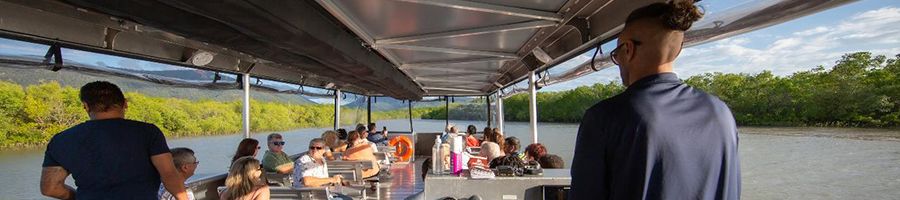 boat cruise heading through trinity inlet