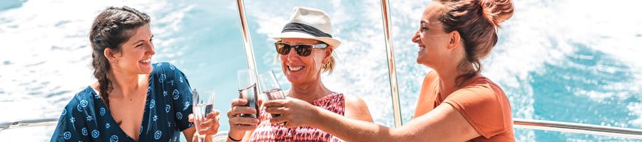 Whitsunday Sunset Cruise people clinking glasses on a sunset cruise in the whitsundays