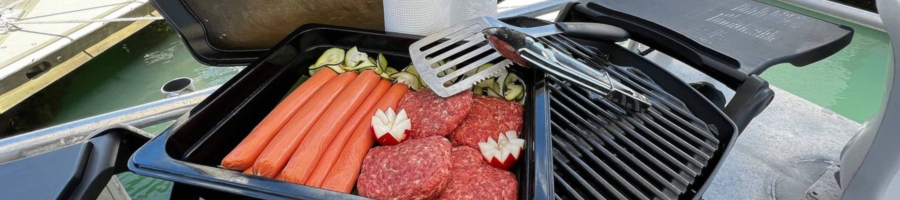 BBQ meat package sitting on BBQ grill