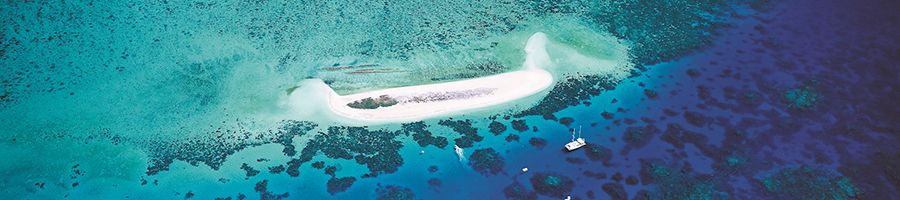 aerial view of michaelmas cay and ocean spirit vessel