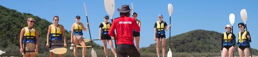 A kayaking tour in Double Island Point, Queensland A kayaking instructor for Epic Ocean Adventures