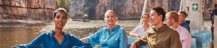 Group of people on scenic river cruise
