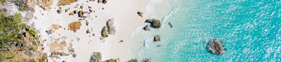 Betty's Bay, Whitehaven Beach Whitehaven Beach, Betty's Bay, from above with blue waters, rocks and sands