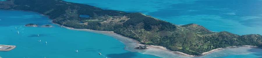 Whitsunday Islands An aerial shot of an island from above