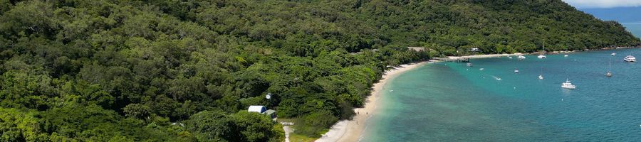 Fitzroy Island aerial view of fitzroy island mountains and beach