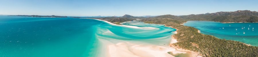 Whitsunday Island Whitehaven panorama of hill inlet at whitehaven beach