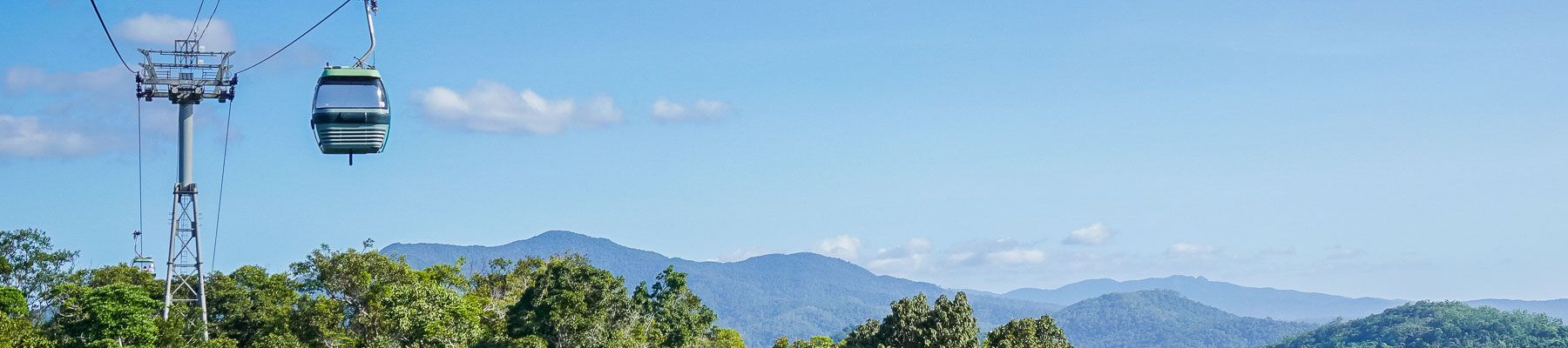 Cable Car with the forest and ocean views 