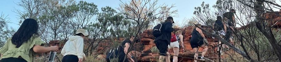 Hiking in the Outback A group of tourists on a hike in the Outback