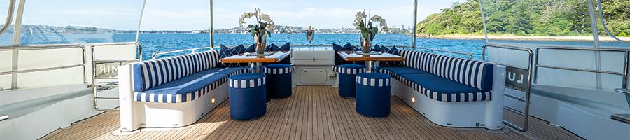 LUMIR Superyacht outdoor seating areas aboard a superyacht