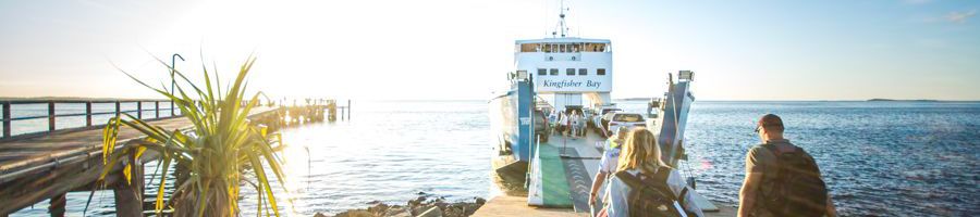 Kingfisher Bay Ferry people walking on the kingfisher bay ferry to kgari