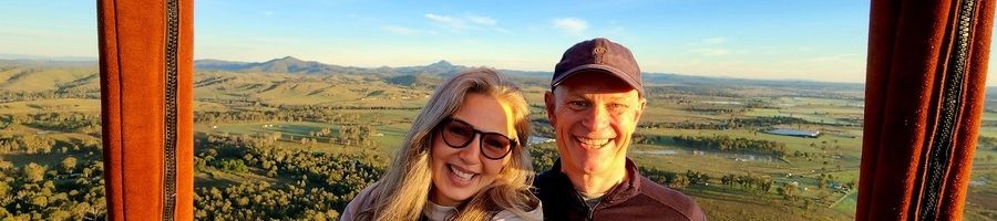 A couple on a private hot air balloon ride over Cairns