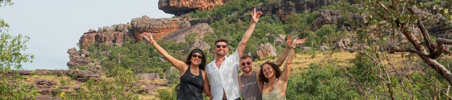 group posing in kakadu national park australia
