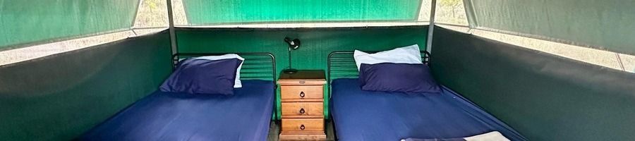 beds in a powered eco campsite in the outback australia