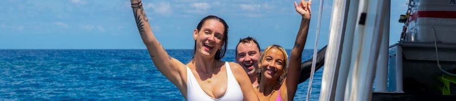 A group of friends on the Reef Adventures boat