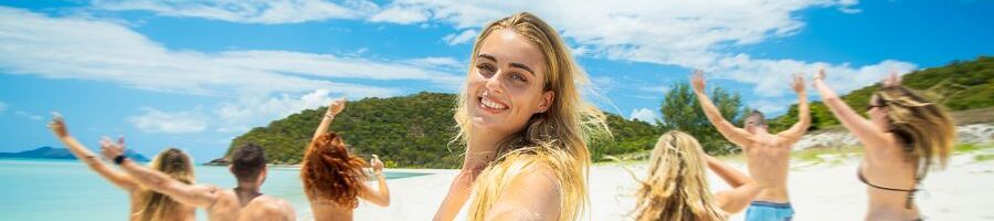 A group of friends on Whitehaven Beach