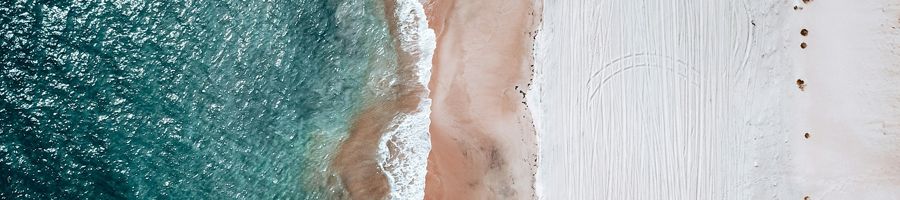 Margaret River aerial view of white sand beach and ocean western australia